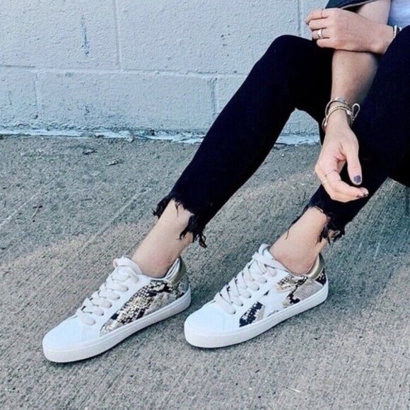 Steve Madden 'Sienna' Multi Snake Sneakers White Leather  Multi-snake, Sz 6 - Picture 5 of 15